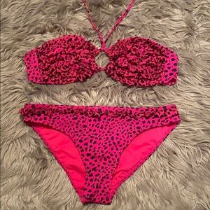 Xhiliration pink and black animal print bikini